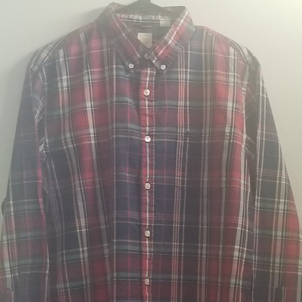 Plaid multicolored button down